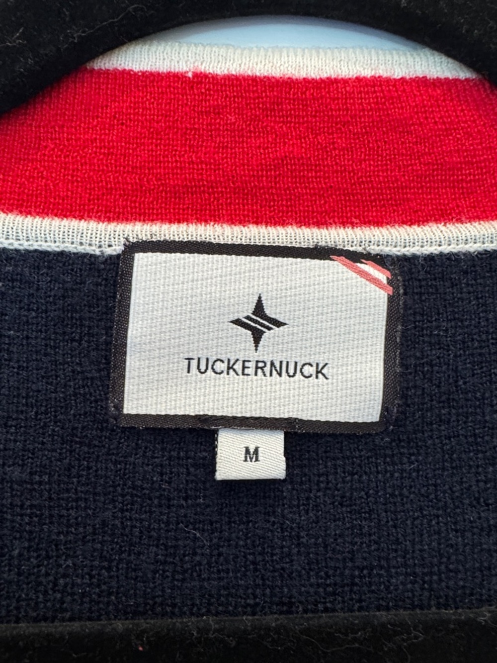 Tuckernuck Navy Cardigan with Red and White Trim - Picture 2 of 4